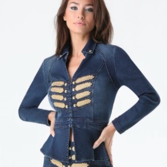 💥SPECTACULAR💥 Bebe Vintage Denim Band Blazer - Picture 7 of 10